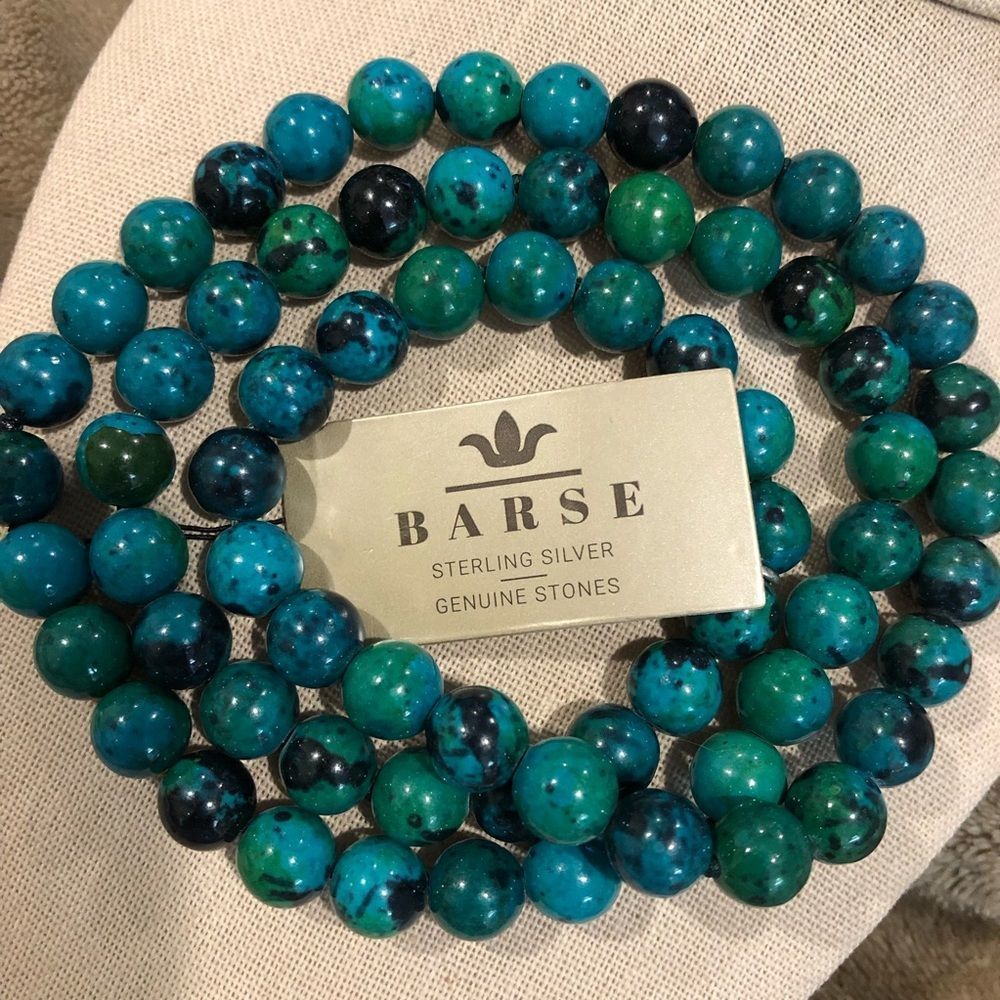 Barse Semi-Precious Azurite Gemstone Single Strand Natural Necklace 25 Inches